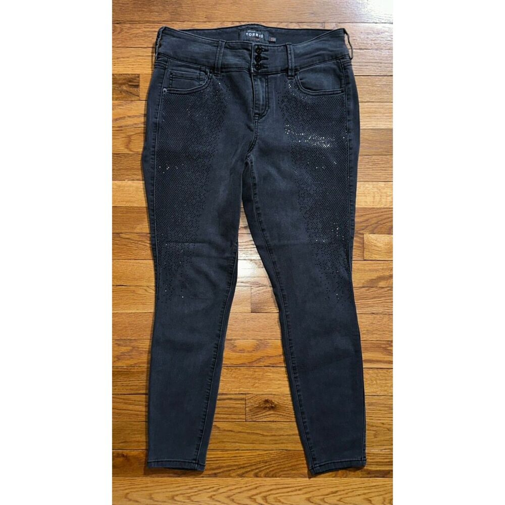 Torrid Black Premium Capri Jegging Jeans w/Sparkly Micro Stud Detailing Size 12R